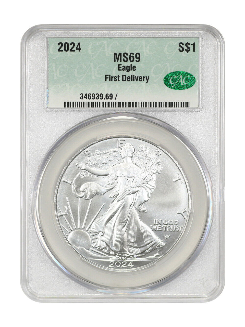 2024 $1 Silver Eagle CACG MS69 First Delivery