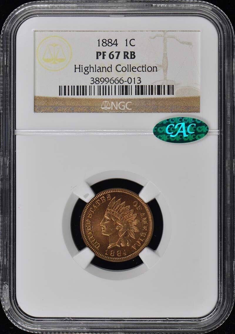 1884 Bronze Indian Cent 1C NGC PR67RB (CAC)