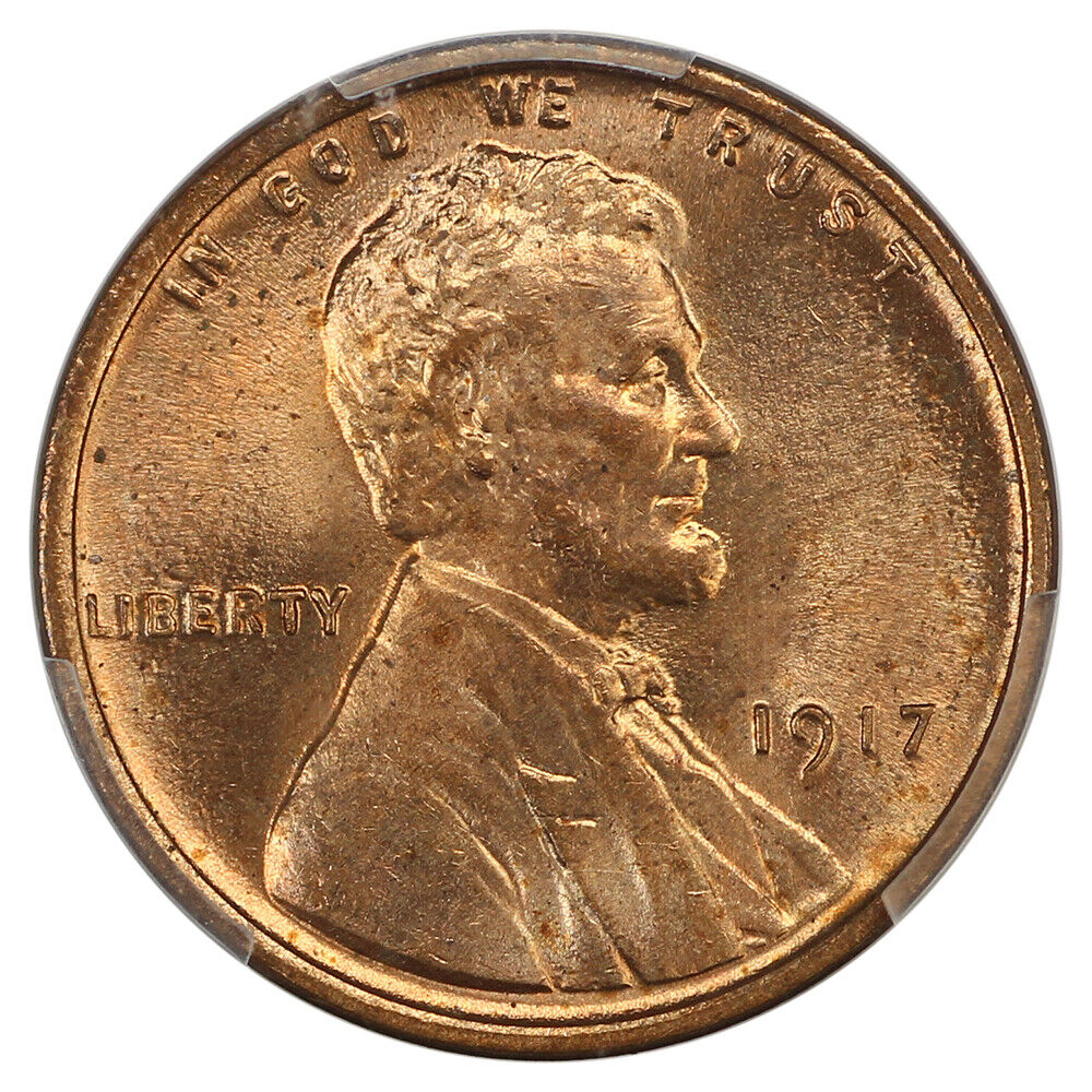 1917 1C PCGS MS64RD - Lincoln Cent (Wheat Reverse)