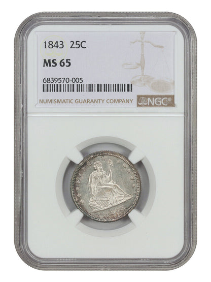 1843 25C NGC MS65 - Liberty Seated Quarter