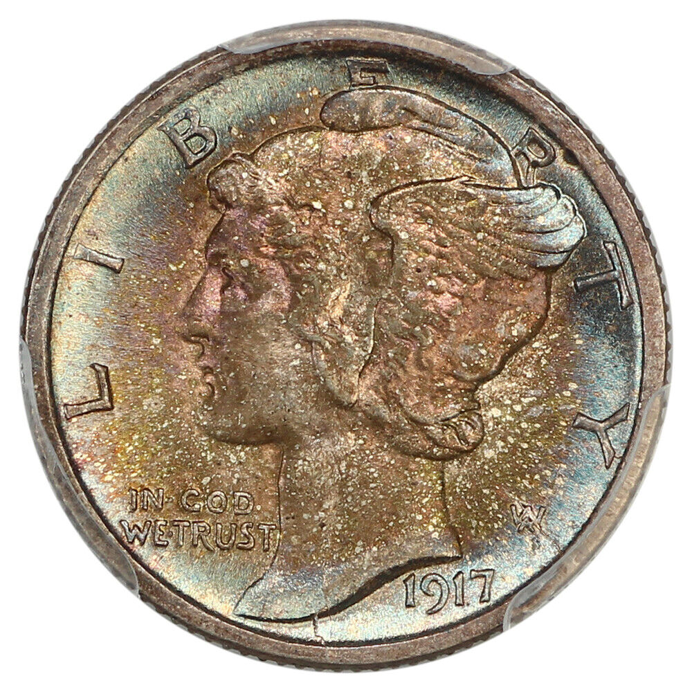 1917-D 10C PCGS MS66FB ex: D.L. Hansen