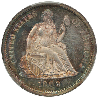 1863 10C CACG PR66+CAM ex: D.L. Hansen - Liberty Seated Dime