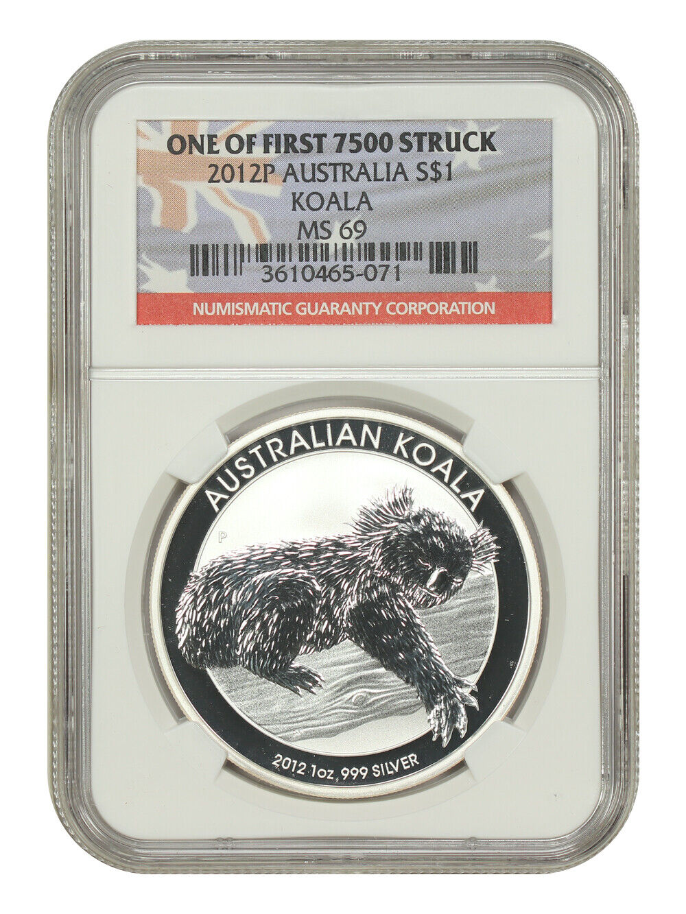 Australia: 2012P $1 Silver Koala NGC MS69 (1 of First 7500 Struck) - Other