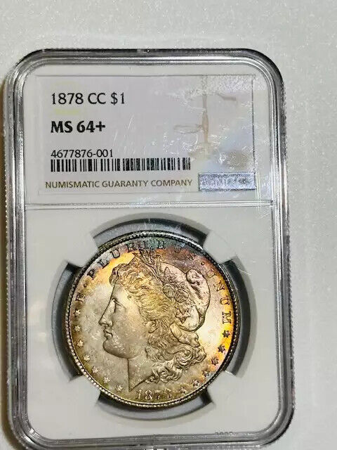 1878 CC Morgan Silver Dollar NGC MS-64+ VERY Pretty Toning!