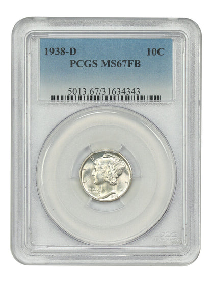 1938-D 10C PCGS MS67FB - Mercury Dime