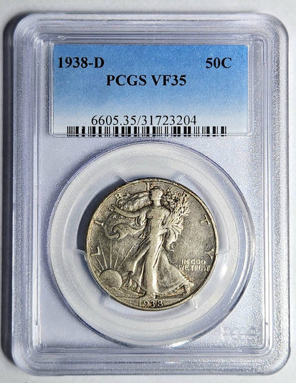 1938 D Walking Liberty Half Dollar PCGS VF-35