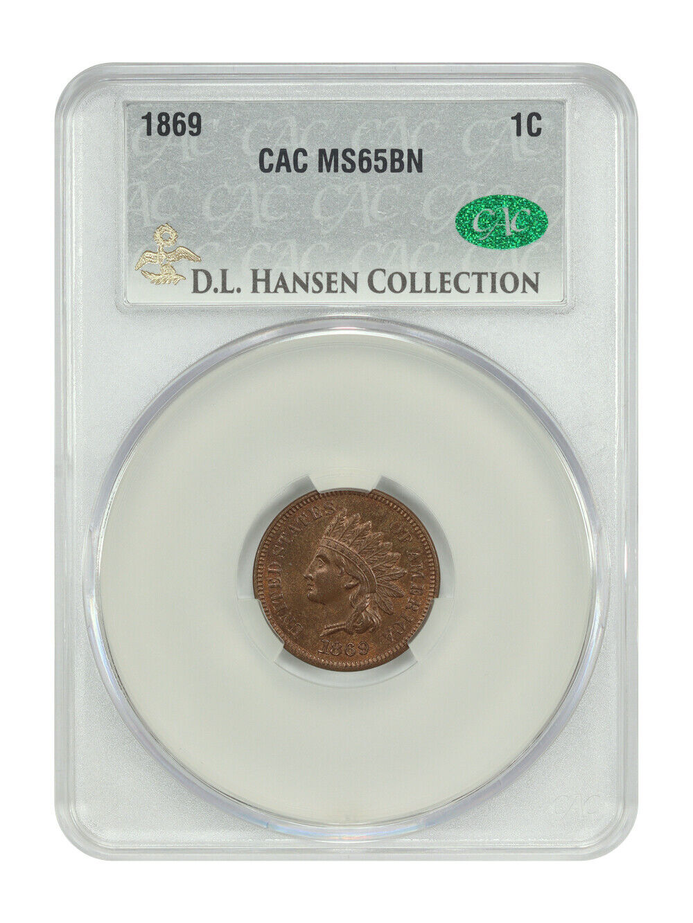 1869 1C CACG MS65BN ex: D.L. Hansen - Indian Cent