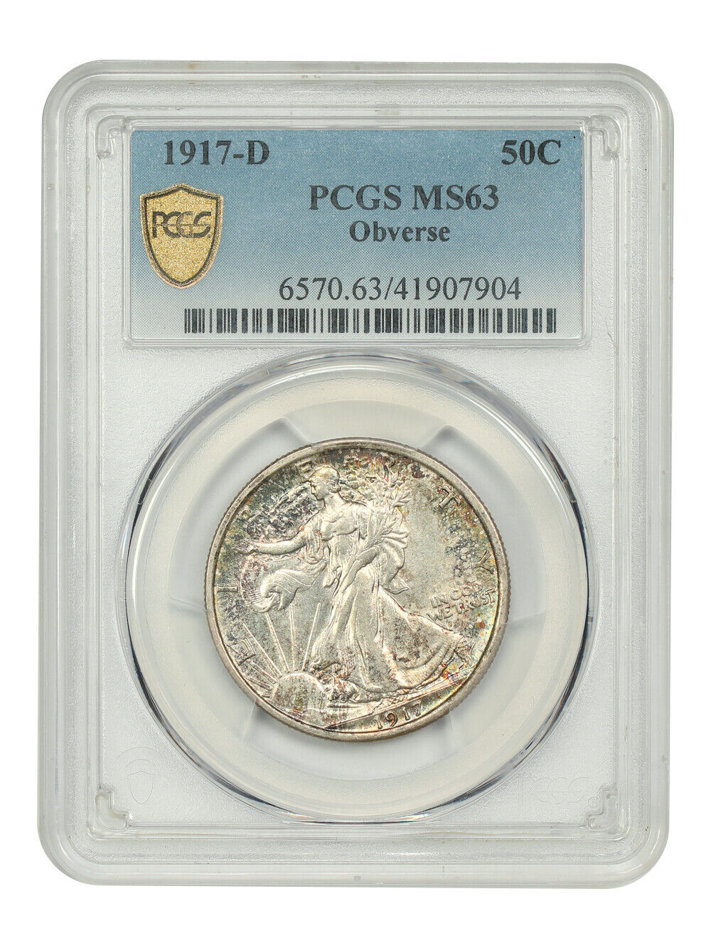 1917-D 50C PCGS MS63 (Obverse) - Walking Liberty Half Dollar