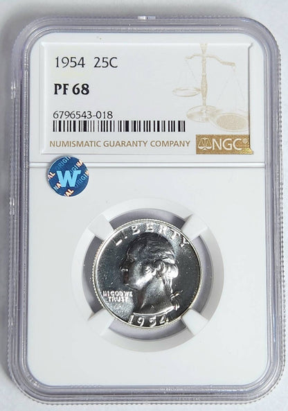 1954 P Washington Quarter NGC PF-68 Sight White