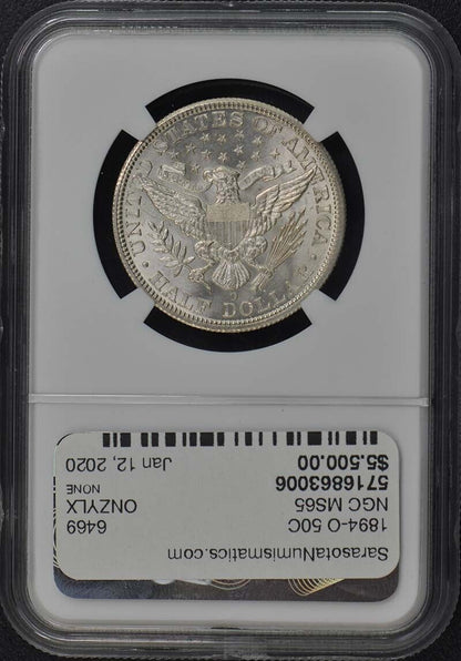 1894-O Barber Half Dollar 50C NGC MS65