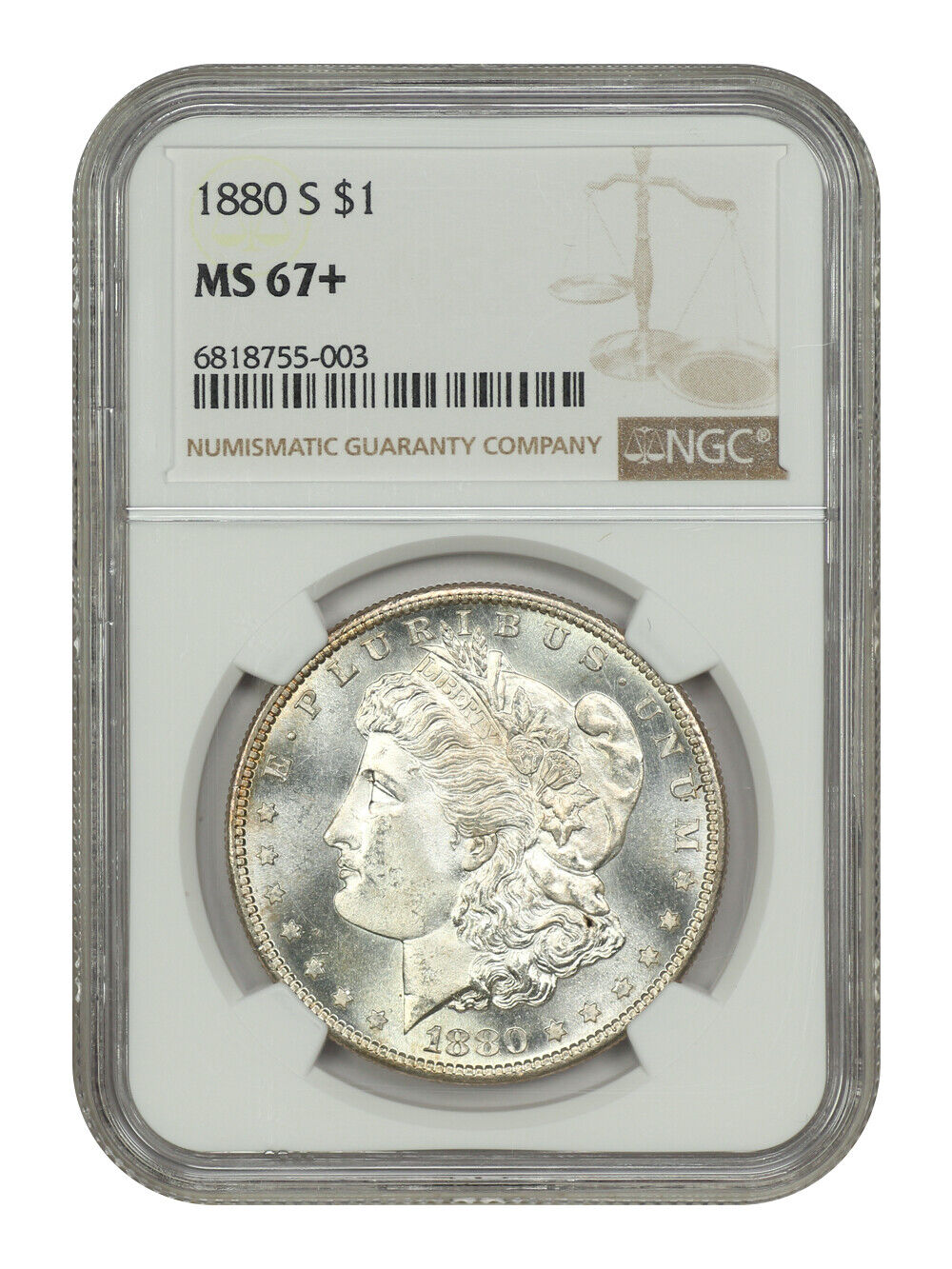 1880-S $1 NGC MS67+ - Morgan Dollar