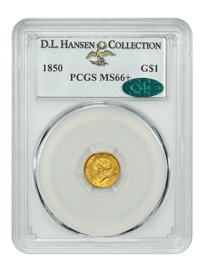 1850 G$1 PCGS/CAC MS66+ ex: D.L. Hansen