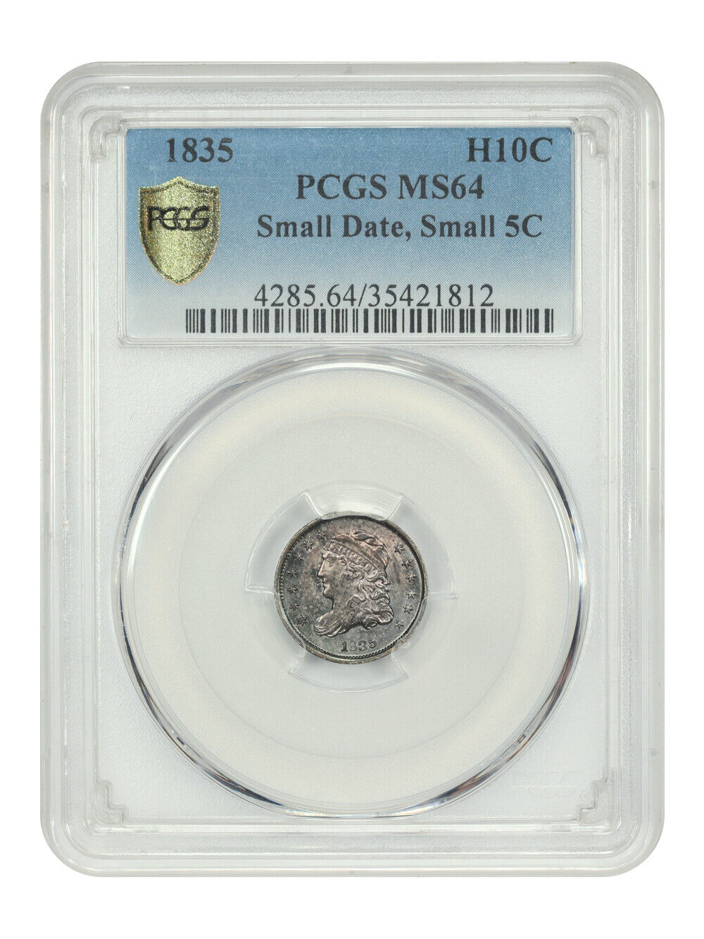 1835 H10C PCGS MS64 (Small Date, Small 5C) - Capped Bust Half Dime