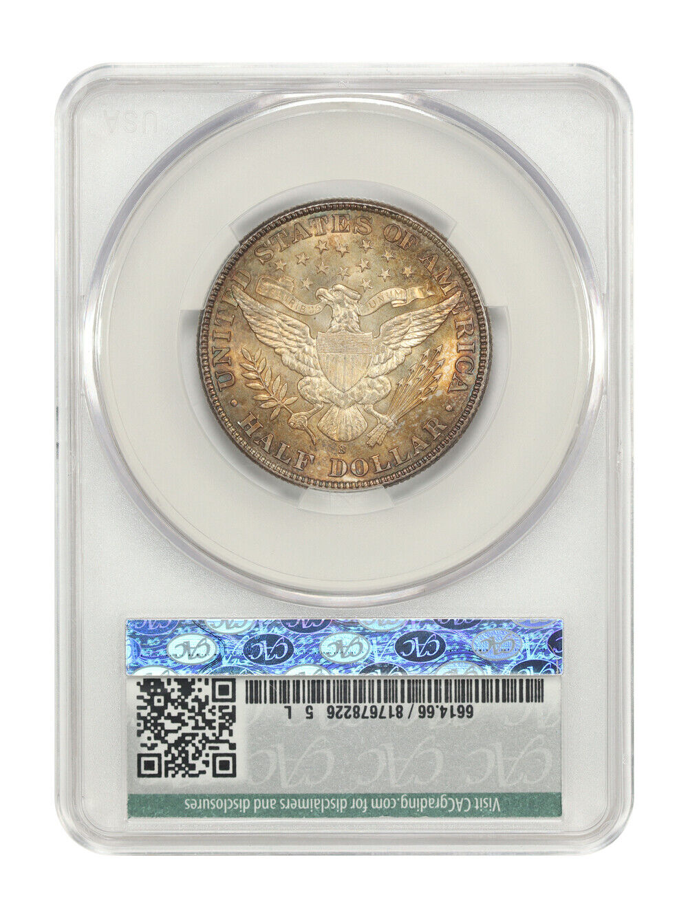 1908-S 50C CACG MS66 ex: D.L. Hansen - Barber Half Dollar - Registry Worthy