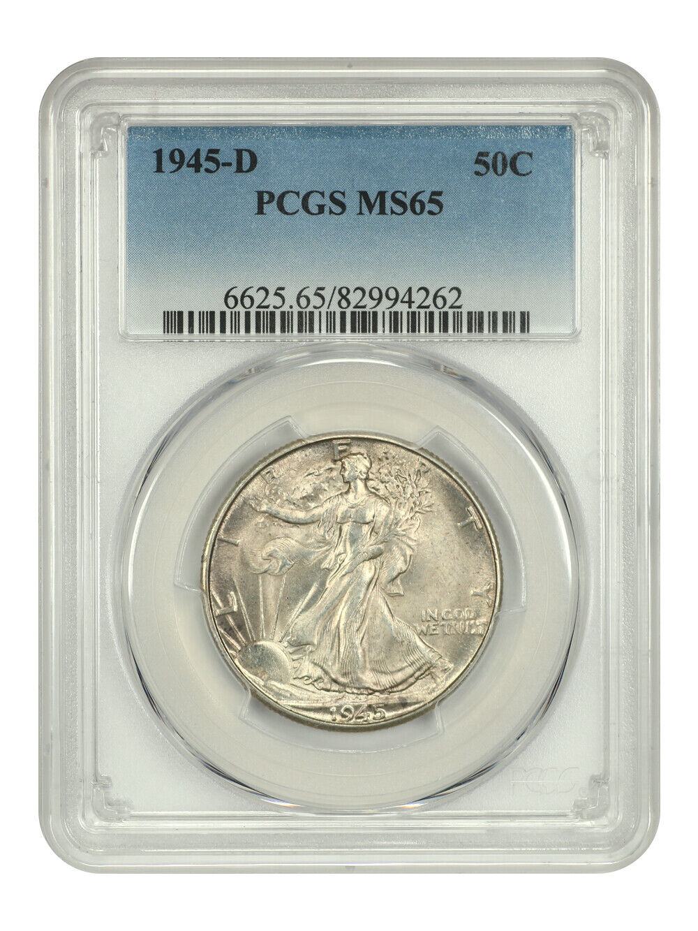 1945-D 50C PCGS MS65 - Walking Liberty Half Dollar