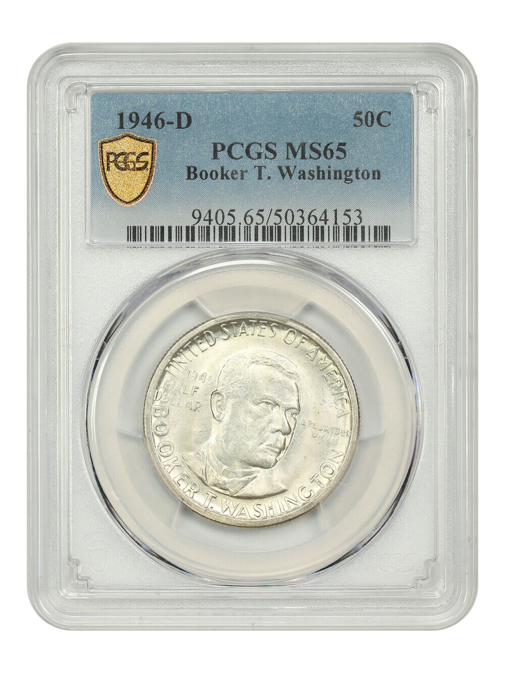 1946-D 50C Booker T. Washington PCGS MS65 - Classic Silver Commemorative