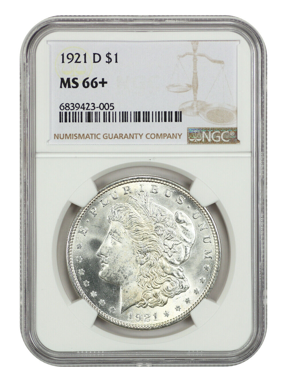 1921-D $1 NGC MS66+ - Morgan Dollar