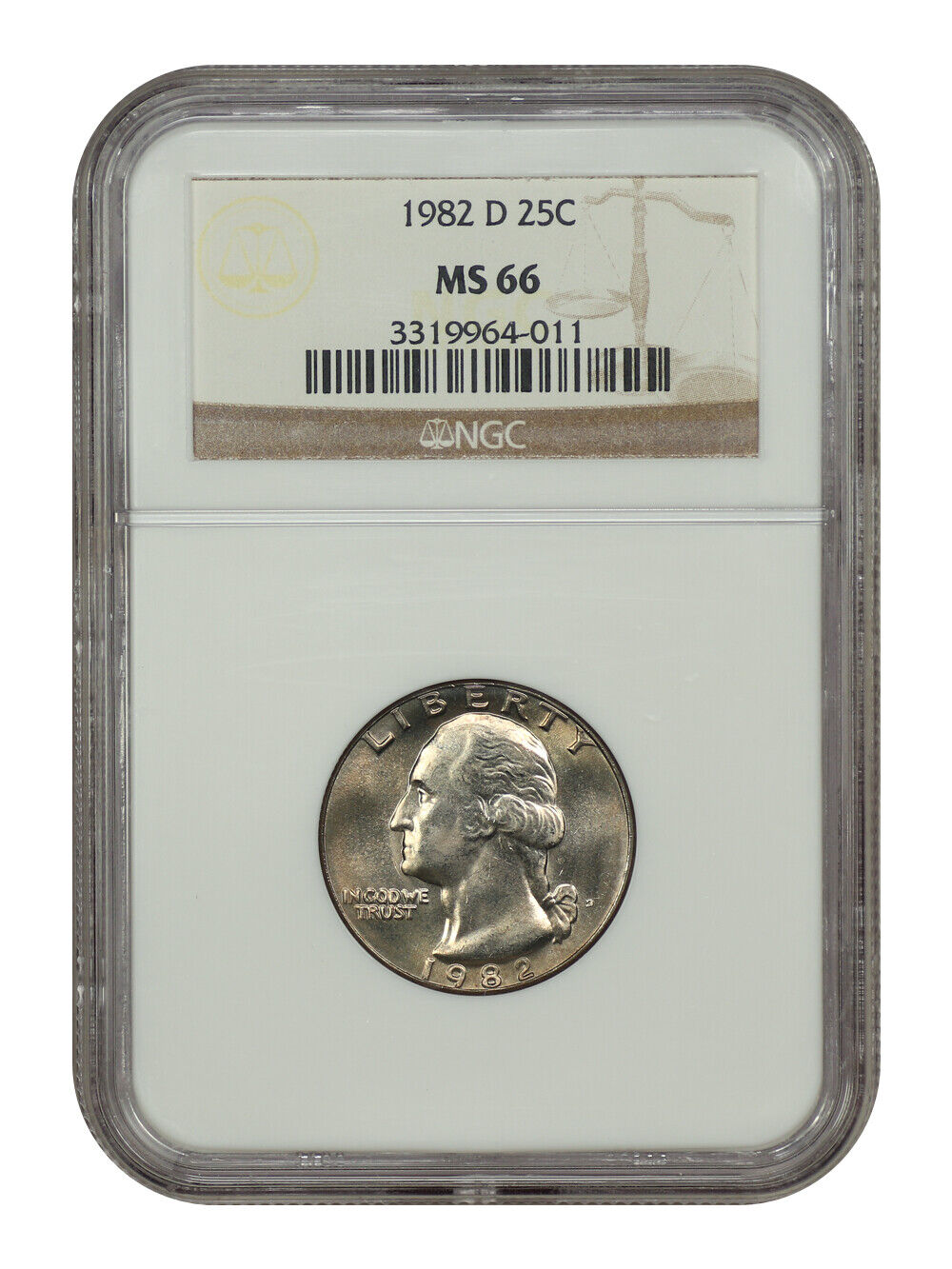 1982-D 25C NGC MS66 - Washington Quarter