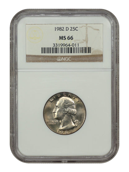 1982-D 25C NGC MS66 - Washington Quarter