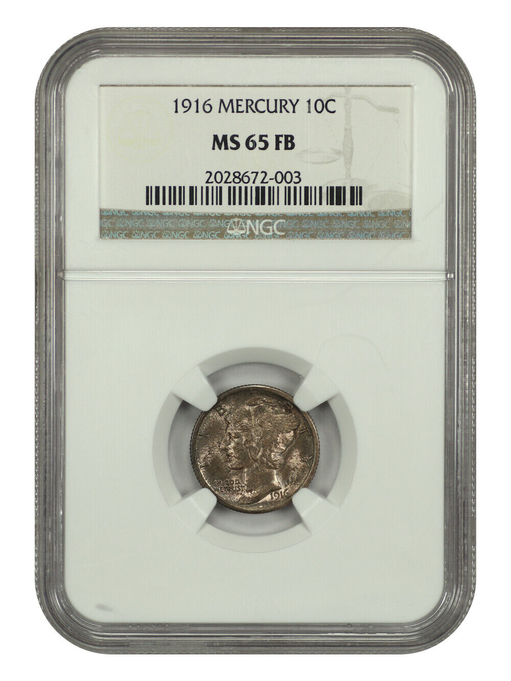 1916 10C Mercury NGC MS65FB - Mercury Dime - First Year of Issue