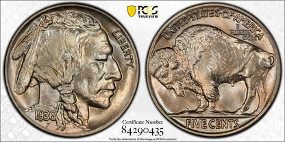 1936 5C Satin Buffalo Nickel PCGS PR67+ (CAC)