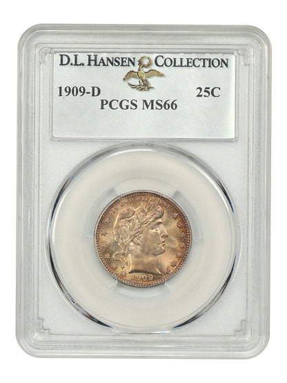 1909-D 25C PCGS MS66 ex: D.L. Hansen