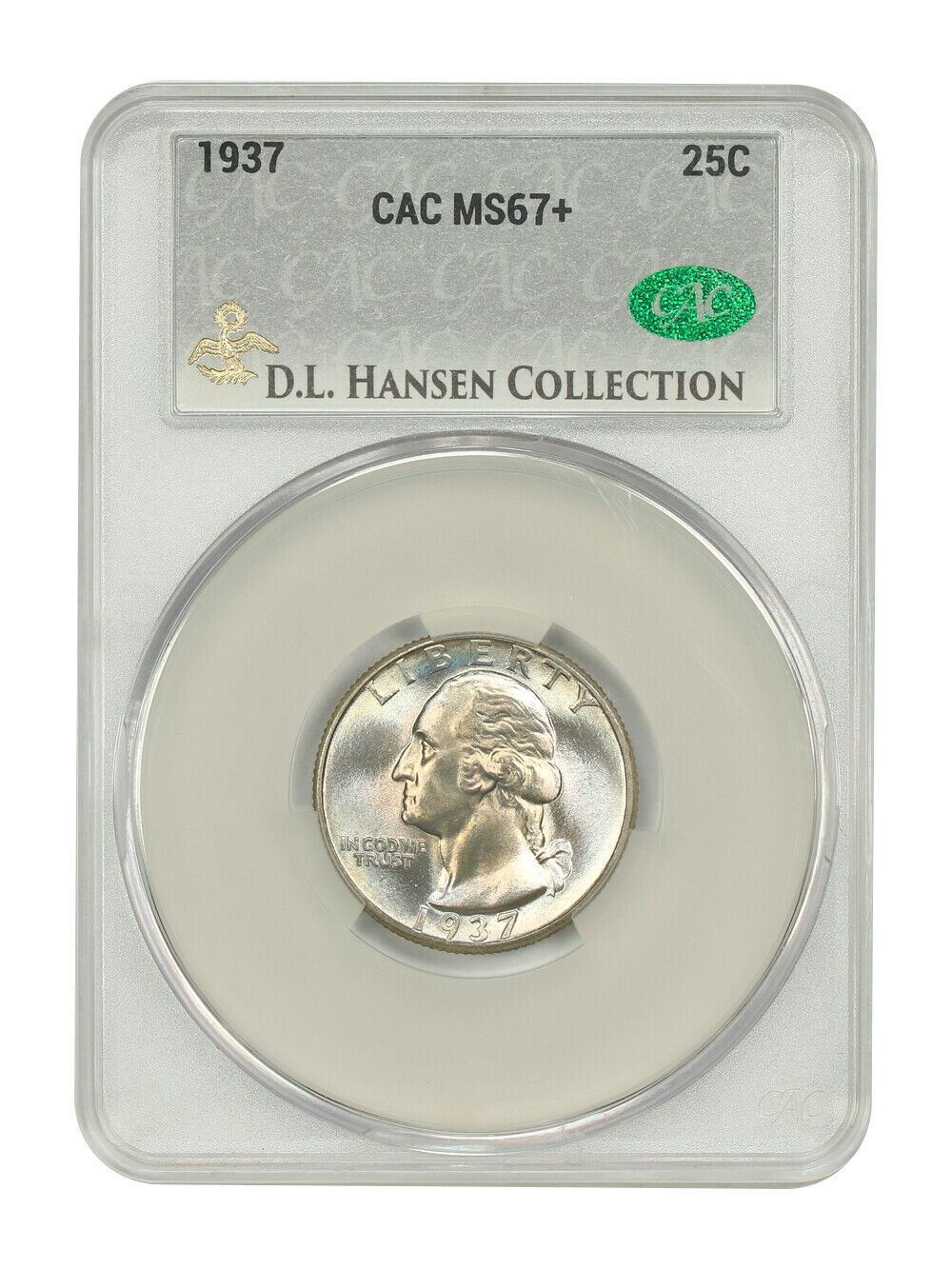 1937 25C CACG MS67+ ex: D.L. Hansen - Washington Quarter - Stunning Gem!