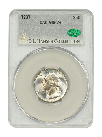 1937 25C CACG MS67+ ex: D.L. Hansen - Washington Quarter - Stunning Gem!