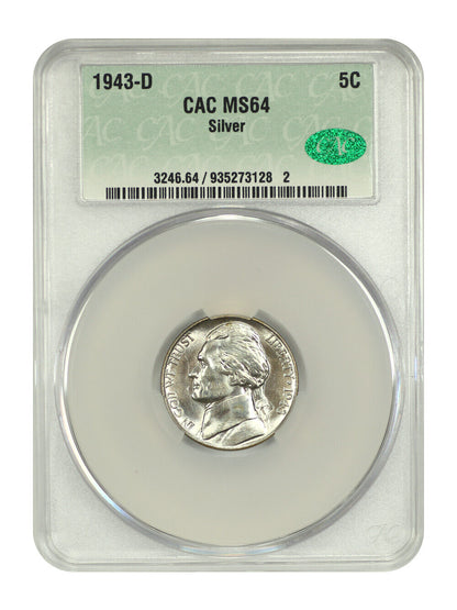 1943-D 5C CACG MS64 - Jefferson Nickel