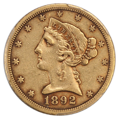 1892-CC $5 PCGS XF45 - Liberty Head $5 - Better Date from Carson City