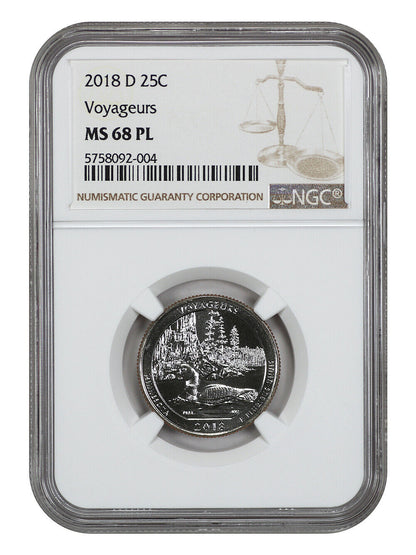 2018-D 25C Voyageurs NP NGC MS68PL - Type 1 - Clad