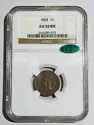 1868 P Cents Indian Head NGC AU-50 BN CAC