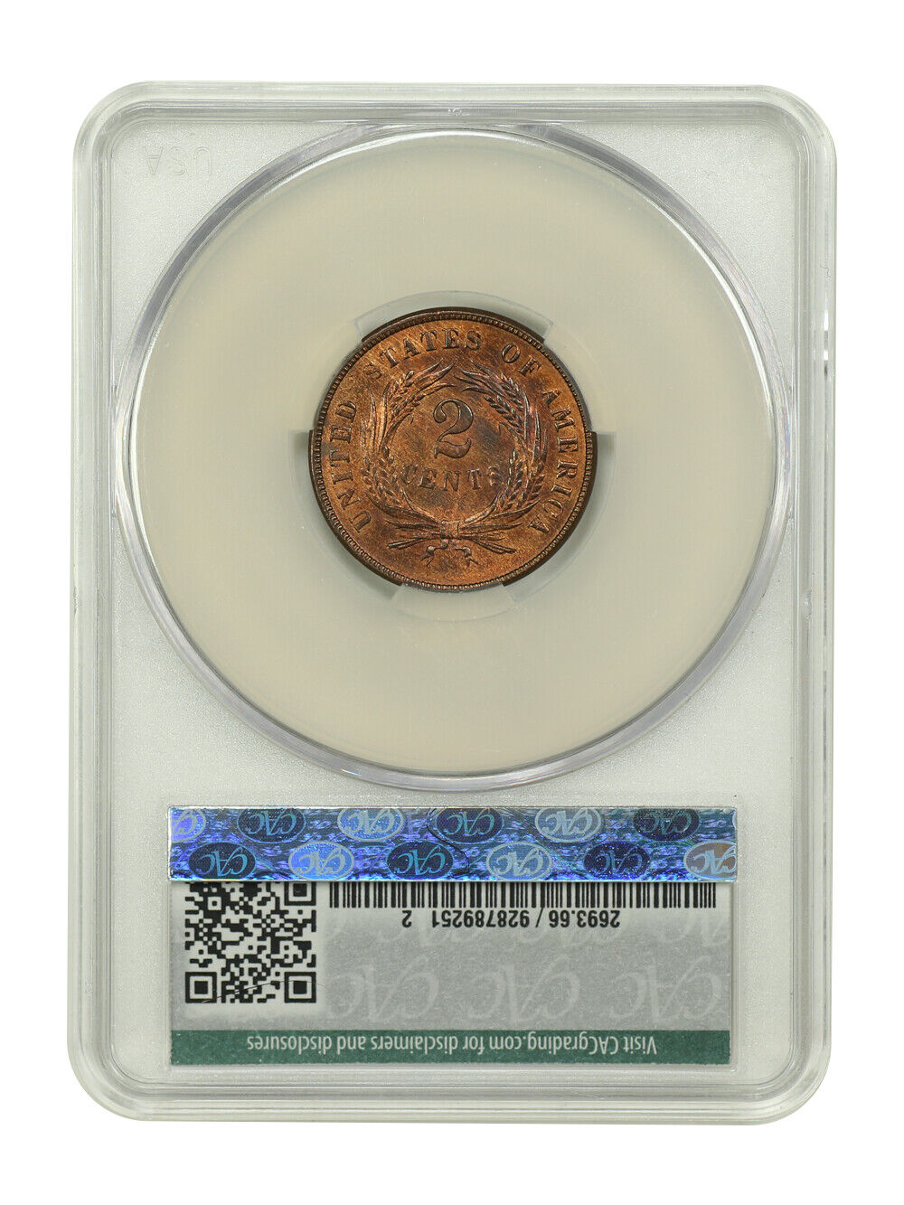 1868 2C CACG MS66RB ex: D.L. Hansen - Two Cent