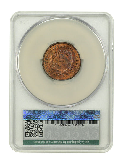 1868 2C CACG MS66RB ex: D.L. Hansen - Two Cent