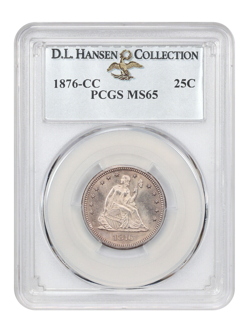 1876-CC 25C PCGS MS65 ex: D.L. Hansen