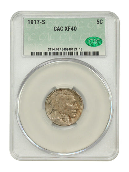 1917-S 5C CACG XF40 - Buffalo Nickel