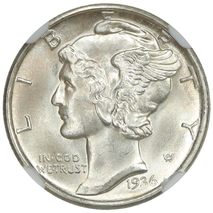 1936-S 10C NGC MS67FB - Mercury Dime