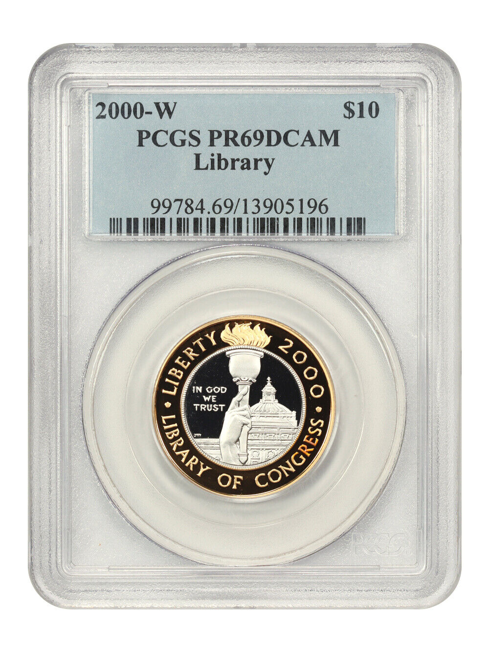 2000-W Library of Congress $10 PCGS Proof 69 DCAM (Bimetallic)