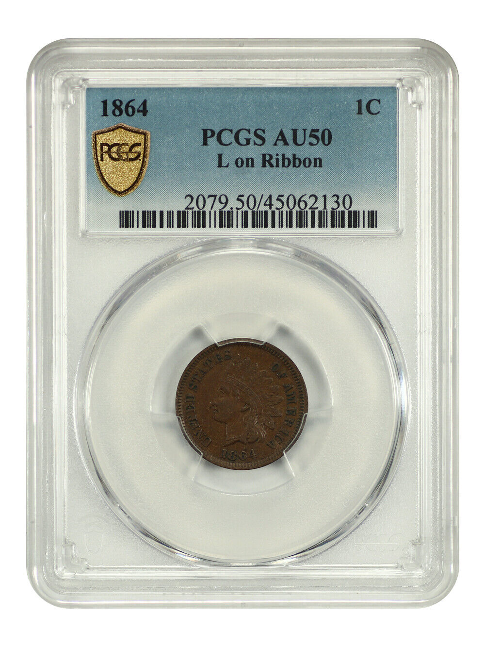 1864 1C PCGS AU50 (L On Ribbon) - Indian Cent