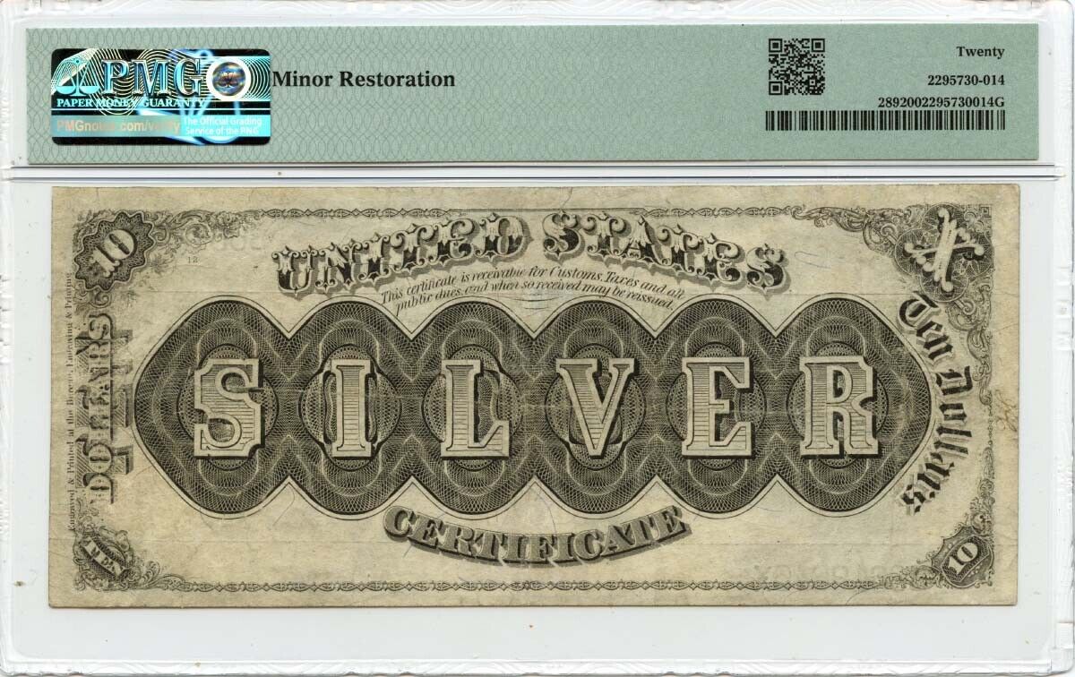 1880 $10 Silver Certificate Large Brown Seal Fr# 289 PMG VF20