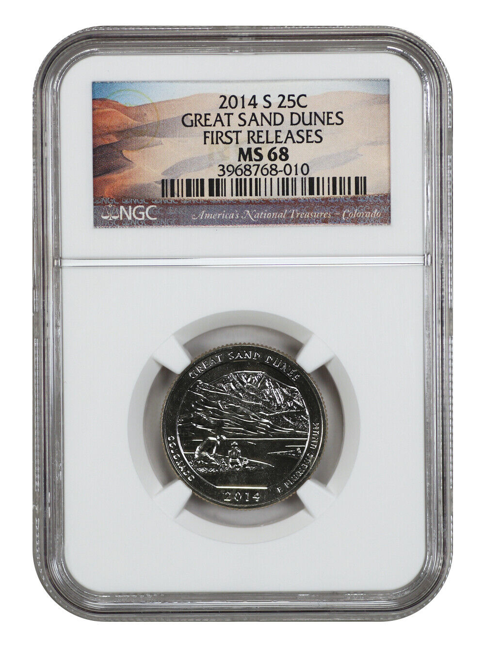 2014-S 25C Great Sand Dunes NP NGC MS68 (First Releases) - Type 1 - Clad