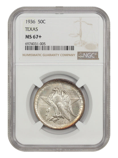 1936 50C Texas NGC MS67+ - Classic Silver Commemorative - Low Mintage Issue