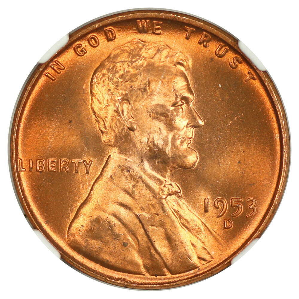 1953-D 1C NGC MS67RD - Lincoln Cent (Wheat Reverse)