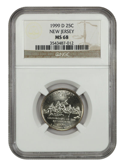 1999-D 25C New Jersey NGC MS68 - Washington 50 States Quarters