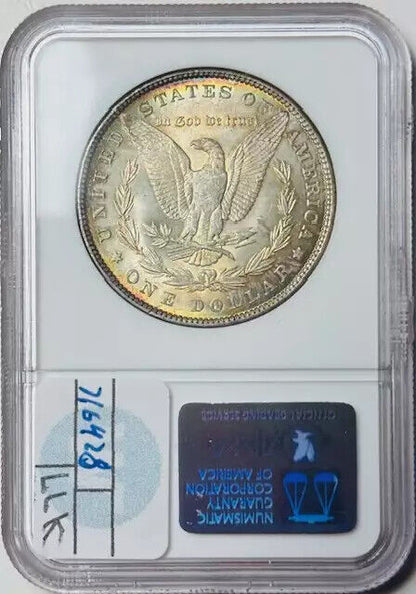 1882 P Morgan Silver Dollar NGC MS-62 Rainbow toned x2! Better date