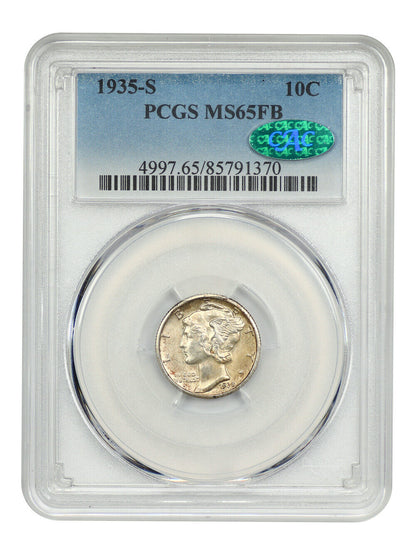 1935-S 10C PCGS/CAC MS65FB - Mercury Dime