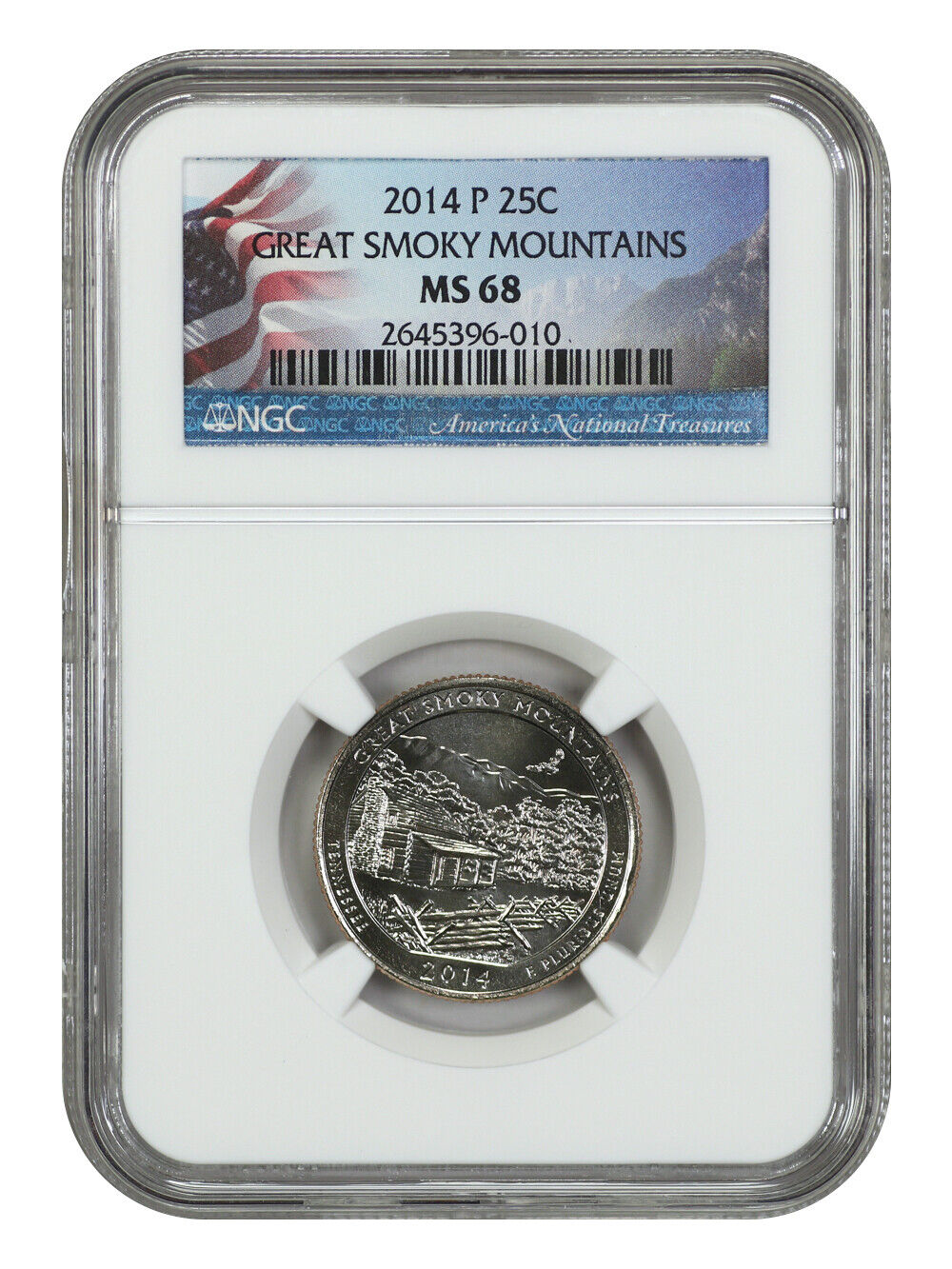 2014-P 25C Great Smoky Mtns NP NGC MS68 - Type 1 - Clad