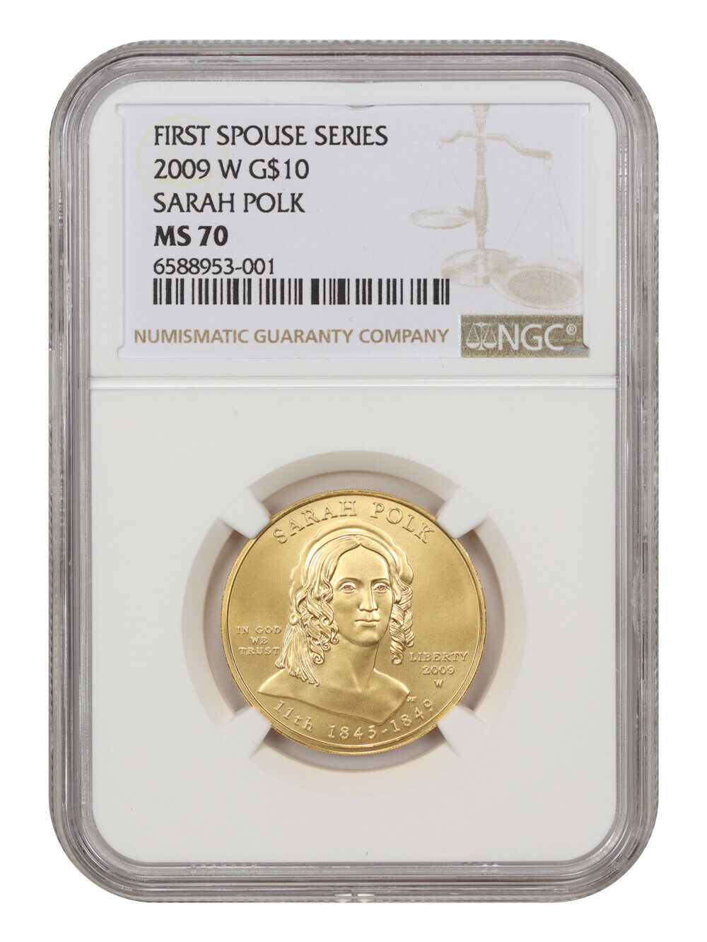 2009-W Sarah Polk $10 NGC MS70