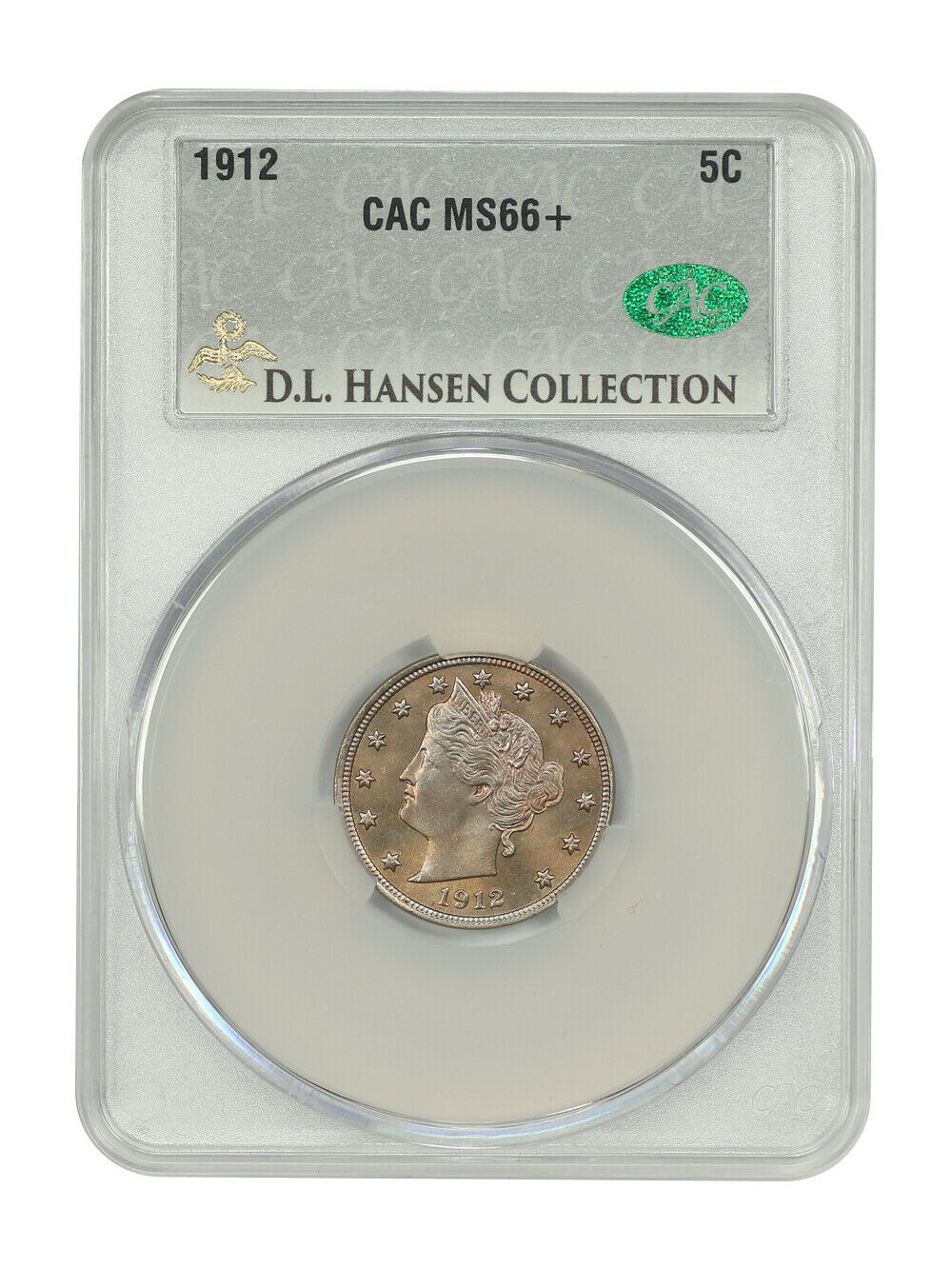 1912 5C CACG MS66+ ex: D.L. Hansen - Liberty Nickel