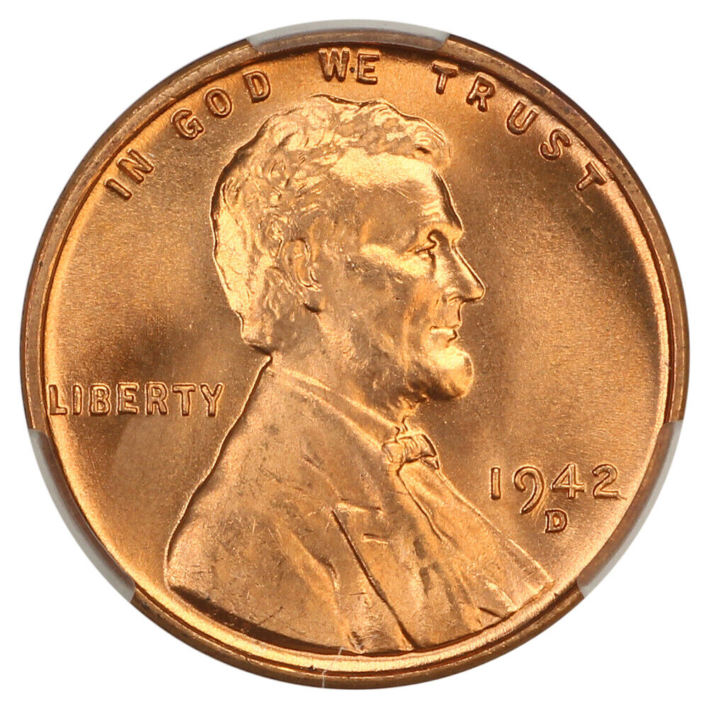 1942-D 1C CACG MS67RD - Lincoln Cent (Wheat Reverse)